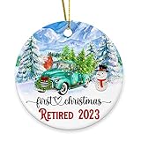 First Christmas Tree Retired Ornament 2023 Retirement Gifts for Women Men (Ceramic 3.5")