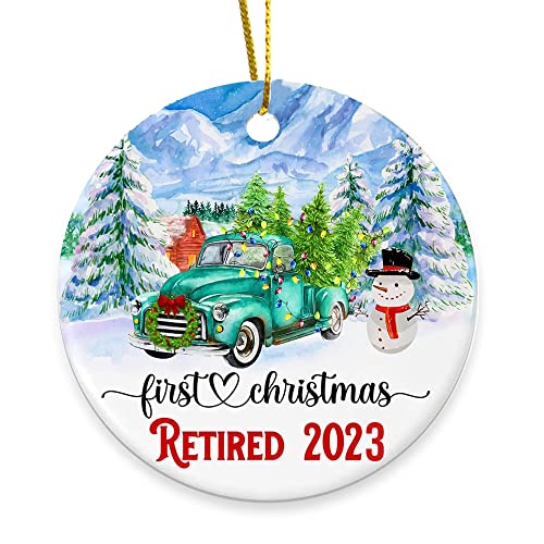 First Christmas Tree Retired Ornament 2023 Retirement Gifts For Women Men (Ceramic 3.5") #TOP2