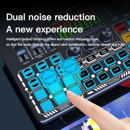 Image of Xclamor 48V Phantom Power Professional Sound Card & Audio Mixer for Live Streaming & Home Recording Studio with BT, 4 Voice Change Modes, DeNoise, 2 Condenser Mic Inputs, Output PC & Dual Mobile