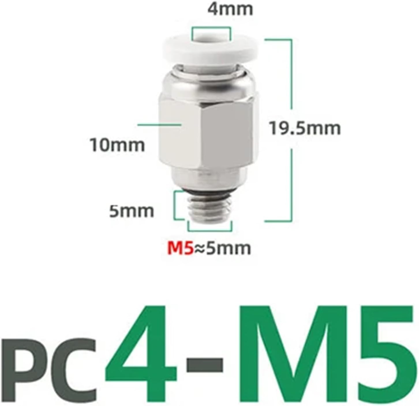 1pcs PC Pneumatic Quick Connector PU Hose Air Pipe 4 6 8 10 12mm White Copper External Thread PT1/4 "1/2" 1/8 "3/8" M5 PC8-02 10-02(PC4-M5)