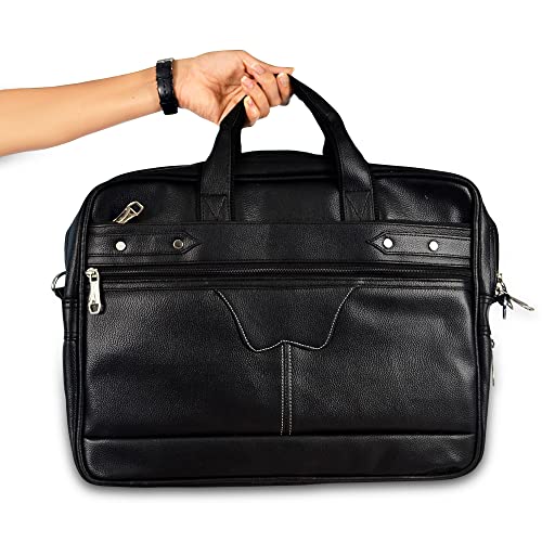 Krishna Excellency 17 Inch Leather Laptop Messenger Bag Padded
