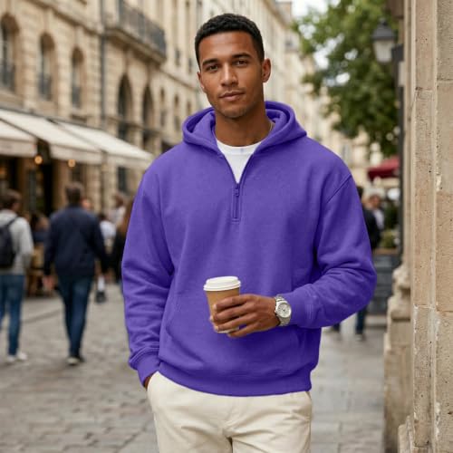 Mens Zip Up Hoodie Fleece 1/4 Zip Big and Tall Classic Lightweight Hoodie - image 6