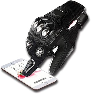 Steel Outdoor Knuckle Motorcycle Motorbike Powersports Safety Gloves (Large, Black)