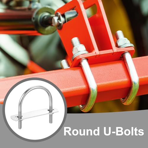 Image of PATIKIL Round U-Bolts, 2 Pcs 2.01 inch(51mm) Inner Width 71mm Length M6 with Nut Plate Washer 304 Stainless Steel Round Bend U-Bolts for Boat Trailer Axle Sailboat