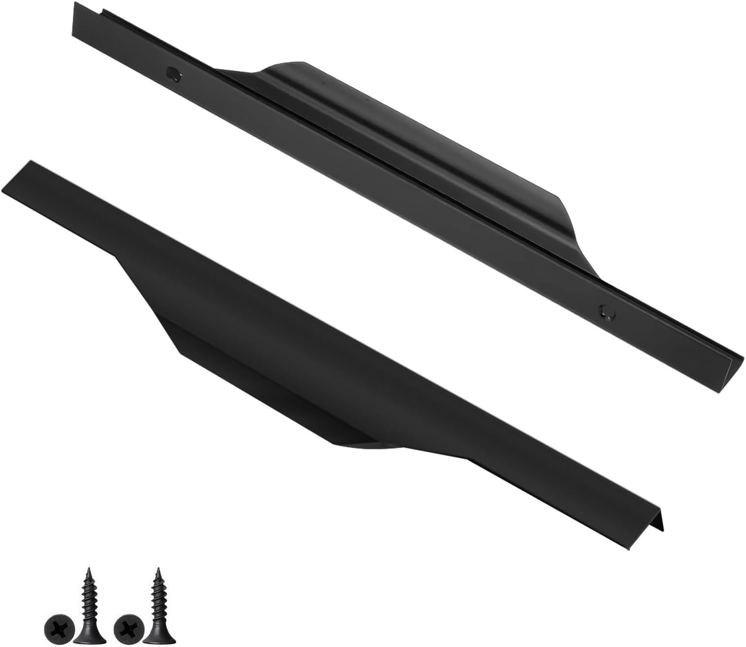 2 Pieces Aluminium Alloy Finger Pulls for Cabinets, 11.8 Inch Cabinet Edge Pull Handles, Concealed Hidden Draw Pull for Wardrobe Kitchen Bathroom Drawers (Black)