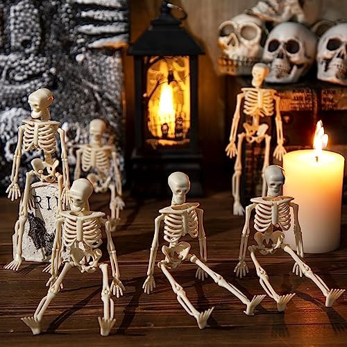 51bvyJjajML._AC_ ZHWKMYP Mini-Skelett-Figuren, Halloween-Skelett-Handwerk, für Halloween-Dekorationen, Zubehör, Partyzubehör, 24 Stück