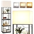 addlon Floor lamp with Shelves Super Large Size (19''W), 5-Tier Modern Floor lamp with 3 Color Temperatures LED Bulb, Display Shelf lamp for Living Room, Bedroom and Office - Black