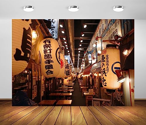 BELECO 8x6ft Fabric Tokyo Night Street Backdrop Food Alley Packed with Izakaya Restaurants and Bars in Yurakucho Background Japan Backdrop Japanese Party Decoraitons Photo Props