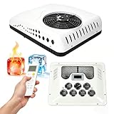 DC 12V RV Air Conditioner, 15000 BTU Rooftop A/C Unit with Cooling & Heating, 3-Speed Fan, Digital Control Panel, High Efficiency RV Air Conditioner for Camper Van, Trailer, Motorhome, Bus, Truck
