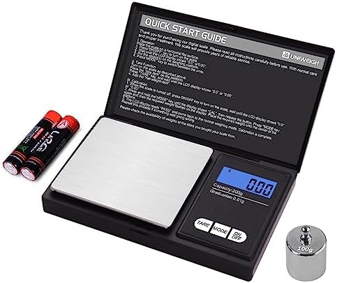 UNIWEIGH Gram Scale,200 gx0.01 g(7.05 oz x 0.001 oz) Digital Pocket Scale