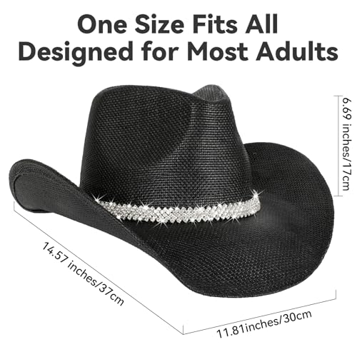 Image of WQWOVRVO Cowboy Hat,Cowgirl Hat,Western Cowboy Hats for Women /Mens /Straw Wide with Shapeable Brim Cowboy Hat for Womens