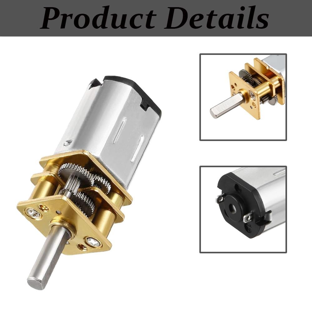 Micro motore di riduzione della velocità, Motoriduttore a ruota dentata in metallo, N20 DC 6V 50RPM Motore CC con riduttore di velocità e scatola ingranaggi in metallo per Robot Auto RC Modello