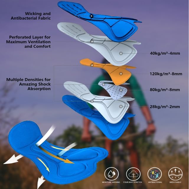 Men's Mountain Bike Shorts 3D Padded Baggy Bicycle Riding Cycling Shorts Quick Dry Lightweight Biking Shorts - Image 4