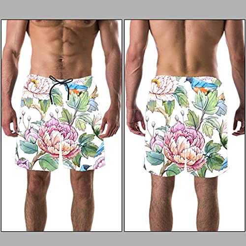 Short de bain homme séchage rapide à pivoines XL