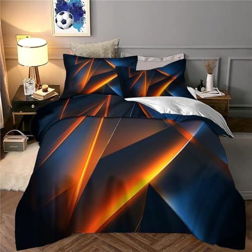 Housse de couette 135x200 géométrie abstraite lit simple couple microfibre