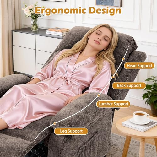 Image of Korser Recliner Chair, Living Room Chairs for Adults, Padded Deep Seat Reading Chair with Side Pockets, Small Recliners for Small Spaces, Lounge Chair for Living Room, Bedroom, and RV (Chenille)