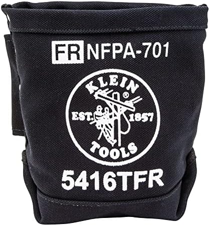 Klein Tools 5416TFR Tool Bag, Flame Resistant Canvas Bag for Bolt Storage with Double Reinforced Bottom and Tunnel Connect, 5 x 10 x 9-Inch