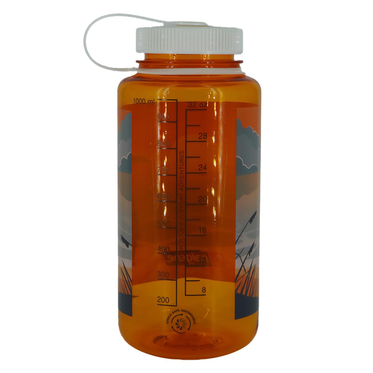 Nalgene Sustain 32 Oz Wide Mouth Water Bottle - Made From 50% Recycled Plastic, BPA-Free, Dishwasher Safe, Landscape Moonset Design