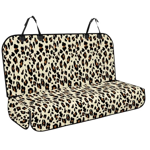 NECKORY Backseat Cover for Dogs, Waterproof and Non-Slip Pet Bench Seat Covers, Car Seat Protector for Back Seat, Universal Size Rear Car Seat Cover Fits Cars, Trucks and SUVs, L-Leopard&Black