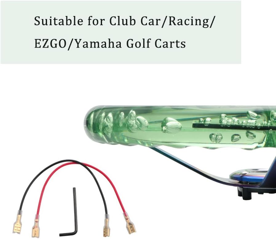 Crystal Acrylic Steering Wheel Fit Golf Cart Club Car Racing, Universal 350mm/13.8" Steering Wheel, Skid Steering Wheel 6 Bolts Horn for Gaming/Car Sim Driving (Colorful Chassis,Green)