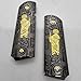 Luxury 1911 Grips Full Size for Colt Rock Island Springfield Taurus & Clones Black Gold Finish, fits Standard Government 1911 Models, 1911 SAN Judas ST. Jude, Ambi Safety Cut