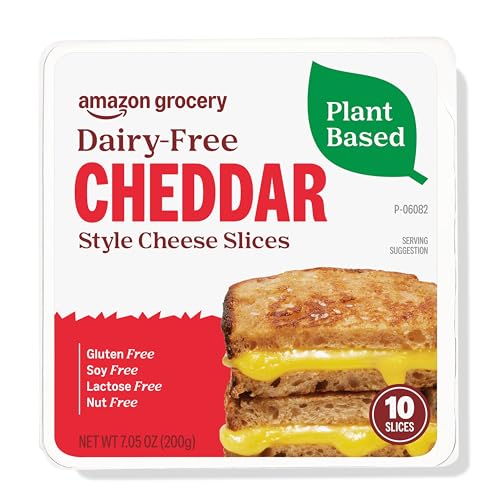 Amazon Fresh, Plant Based Cheddar Slices, 7.05 Oz