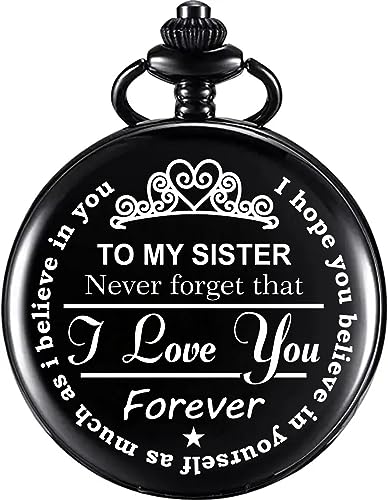 Image of Vintage Gandhi Style Pocket Watch with Engraved Designs & Messages Royal Black Analog for Men Women & Kids Includes Key Ring for car or Bike Keys Ideal Gift