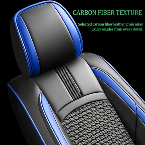 Image of Fit Gladiator Car Seat Covers for Jeep Gladiator 2020-2024 2025 2026-Upgraded Premium Waterproof & Breathable Leather, Airbag Compatible, All-Weather Seat Cushion Protector,Full Set,Blue