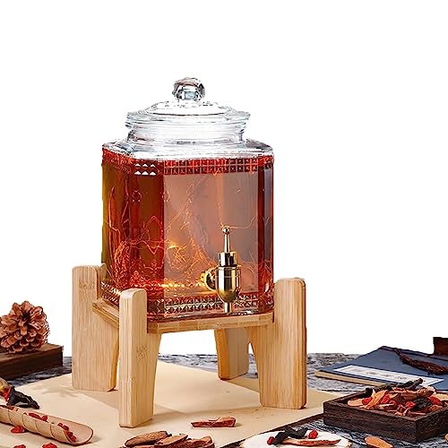 Dispensador de agua de vidrio con grifo y tapa – Dispensador de bebidas de 3 L/5 L/7,5 L para bebidas frías, ideal para oficina y camping