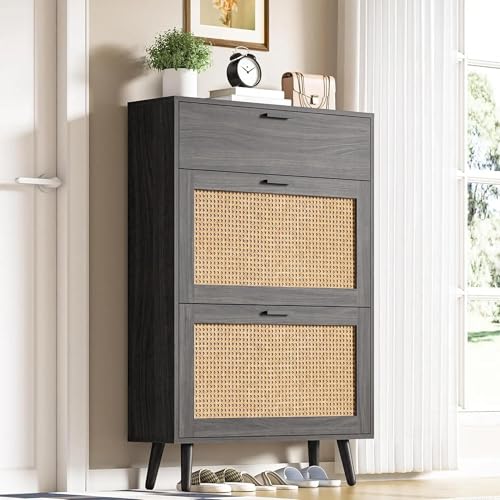 Image of The Artment your artistic apartment 3 Drawer Harbor Shoe Organizer Cabinet, Footwear Stand for Entryway, Hall | Space Saving Design | Home Furniture for Home | 16-Pairs (Size - 80x24x121 CM)