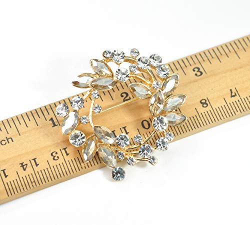 Image of Gyn&Joy Clear Crystal Rhinestone Floral Wreath Pin Brooch BZ005