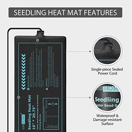 VIVOHOME 20W Waterproof Seedling Heat Mats for Seed Starting Propagation and Increase Germination Success with 40-108°F Temperature Digital LED Heat Mat Thermostat Controller for Seed
