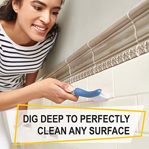 Scrub Brush Set of 3pcs - Cleaning Shower Scrubber with Ergonomic Handle and Durable Bristles - Grout Cleaner Brush - Scrub Brushes for Cleaning Bathroom, Shower, Tile, Kitchen, Floor (Blue) by Trazon - Image 5