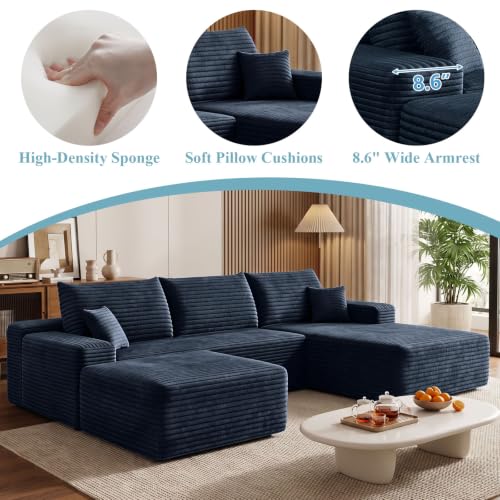 Image of Boneless Cloud Sectional Couch Modular Sofa with Ottoman for Living Room