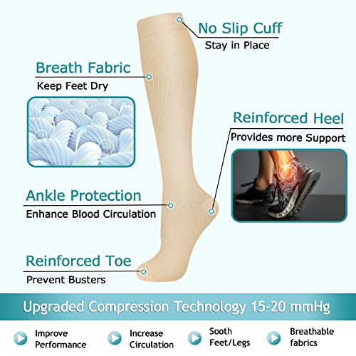ACTINPUT 8 Pairs Compression Socks for Women & Men,Support Compression Stockings for Medical Running Athletic - Image 5