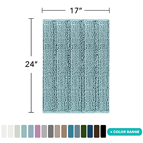 Image of Turquoize Luxury Chenille Bath Rug for Bathroom Rugs Extra Absorbent Bath