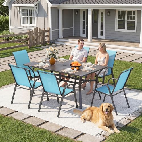 Image of Outdoor Patio Chairs Set of 8 Stackable Dining Chairs All-Weather Textilene Furniture Set for Pool Deck, Backyard, Garden