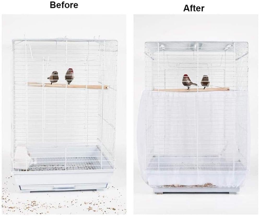 Bird Cage Cover White Universal Bird Cage Cover Seed Catcher Gauze Mesh Parrot Cage Skirt Not Include Birdcage 2Pcs