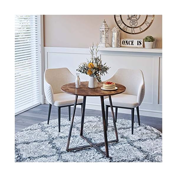 Rolanstar Dining Table Rustic Round Table with Metal Legs for Kitchen Living Room Coffee Table Bristro Table for Cafe/Bar - Image 5