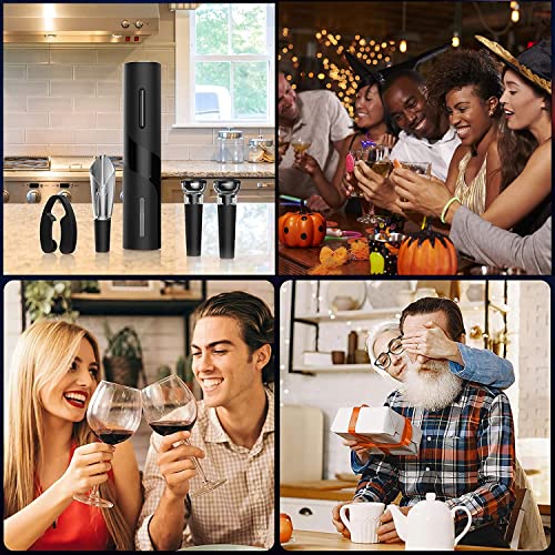 Electric Wine Opener Set Tebikin Automatic Wine Bottle Openers Cordless Battery Powered Corkscrew With Vacuum Wine Stoppers Wine Aerator Pourer Foil Cutter For Home Gift Party Valentine's Day #TOP7