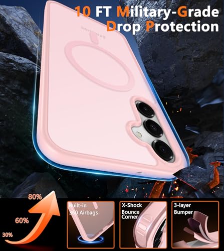 Image of FNTCASE for Galaxy A26 5G Phone Case: Magnetic Matte Translucent Military Grade Drop Protection Cell Phone Cover - Slim Rugged Durable Shockproof Protective for Samsung A26 Cases - Light Pink