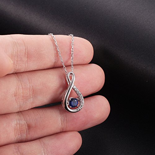 Caperci Sterling Silver Blue Sapphire Jewelry Infinity Pendant Necklace - Mothers Day Necklace Gift for Wife Women - Thumbnail 6