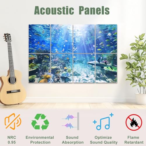 8 Pack Paneles Acústicos de Arte Absorbentes de Sonido con Diseño Marino y Adhesivo para Estudios y Oficina 48"x32" miniatura 3