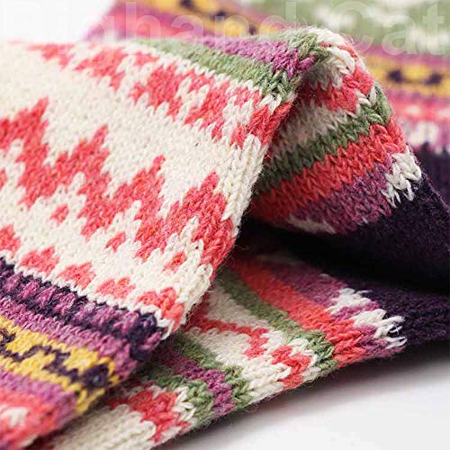 Image of IIG 5 Pairs Women's Vintage Style Thick Wool Warm Winter Crew Socks