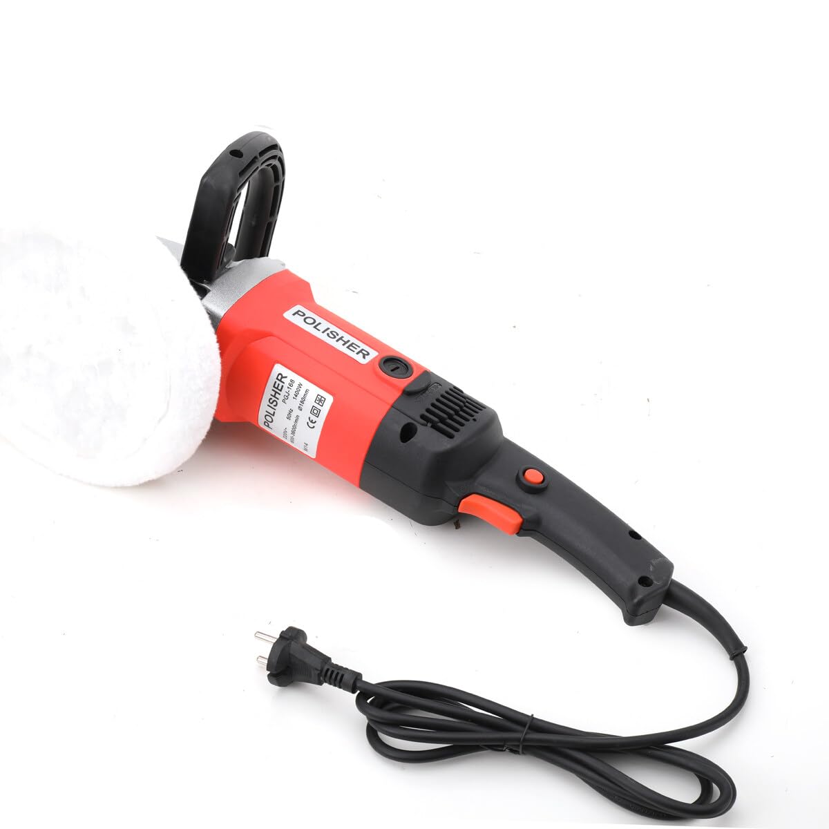Poliermaschine Schleifmaschine, 1400W Auto Polierer Poliergerät, 8 Variable Geschwindigkeit mit 180mm Polierteller und Wollscheibe, D-Griff und Seitengriff, zum Polieren von Auto, Glas, Möbeln