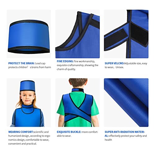 Image of Child Lead Apron with Thyroid Sheild and Lead Cap Set Lightweight Xray Apron 0.5mmPb Lead Equivalency Protection (Small)