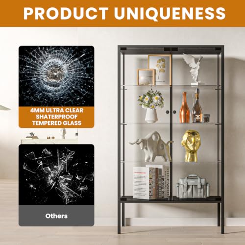 Image of Beauty4U Iron Frame Glass Display Cabinet, 4-Shelf Curio Cabinet