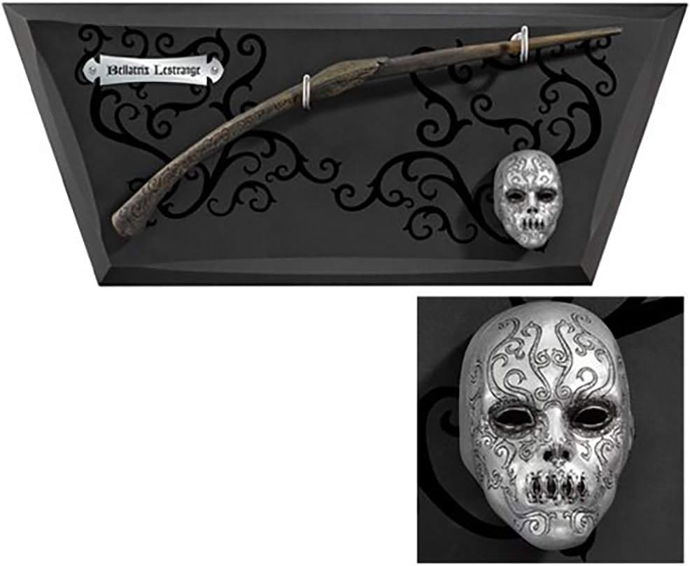 Harry Potter Bellatrix Lestrange Wand with Wall Display and Mini Mask