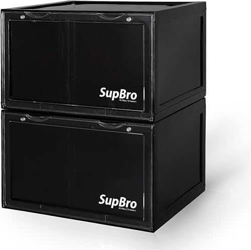 Miniatura 7 de SupBro Caja de colección  Caja de almacenamiento de fácil acceso  Almacenamiento plegable de plástico apilable para zapatos deportivos con logotipo