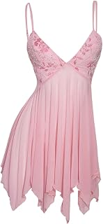 Women's Y2k Mesh Floral Sequin Cami Dress Spaghetti Strap Sleeveless Asymmetrical Party Mini Short Dresses